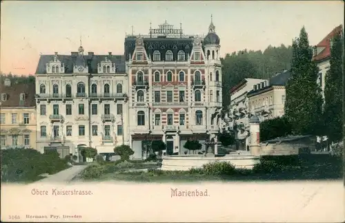 Postcard Marienbad Mariánské Lázně Obere Kaiserstrasse 1908 