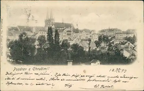 Postcard Chrudim Crudim Stadt und Straßenblick 1899 