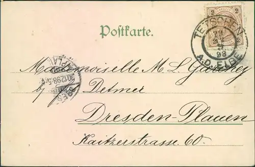 Postcard Tetschen-Bodenbach Decín Schulplatz 1898 