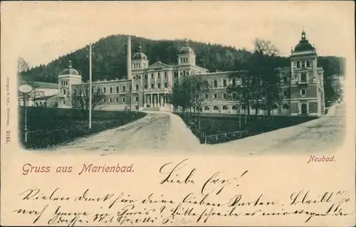 Postcard Marienbad Mariánské Lázně Partie am Neubad 1898 