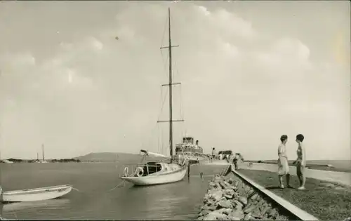 Postcard Balatonlelle Pier/Móló Schiffe 1962