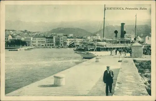 Postcard Crikvenica Cirquenizza Hafen 1928