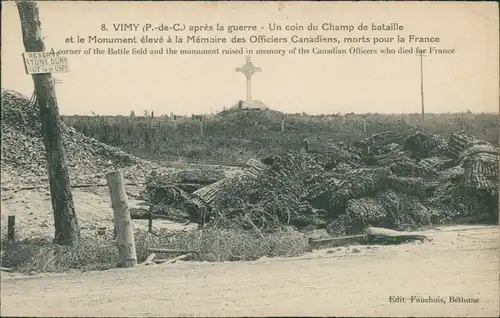 Vimy (Pas-de-Calais) après la guerre - Canadiens, morts pour la France 1920