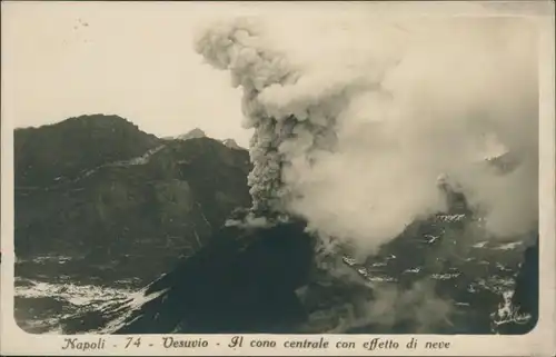 Cartoline Neapel Napoli Vesuvio, Il cono centrale con effetto di neve 1934