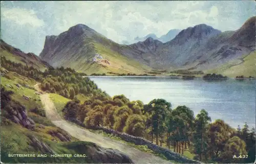 Postcard Buttermere Buttermere and Honister Crag 1933
