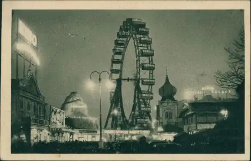 Ansichtskarte Prater-Wien Wien Prater mit Riesenrad bei Nacht 1943