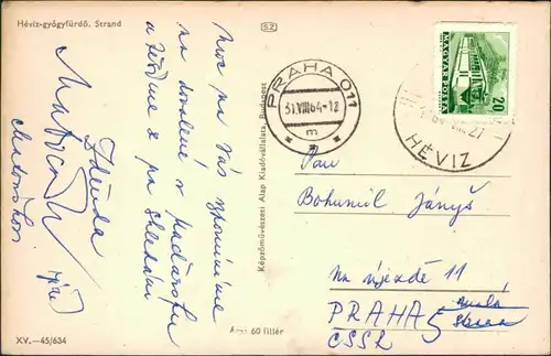 Postcard Hévíz Hévíz-gyógyfürdő. Strand 1964