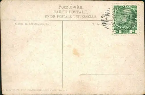 Postcard Krakau Kraków Tuchhallen/Sukiennice und Rathausturm 1908