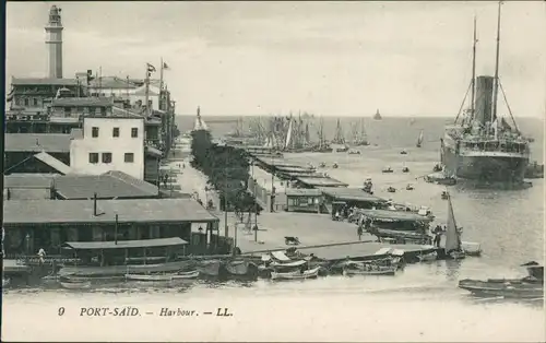 Postcard Port Said بورسعيد (Būr Saʻīd) Hafen Harbour 1914