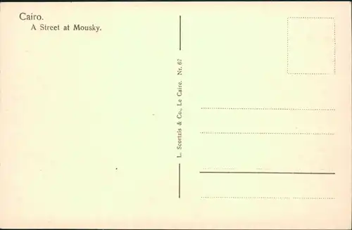Postcard Kairo القاهرة A Street at Mousky 1935