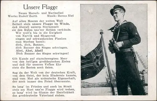 Ansichtskarte  Unsere Flagge - Marine Lied 1939 
