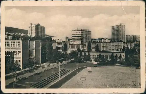 Postcard Zlin (Gottwaldov) Zlín Sportplatz und Schulviertel 1940 
