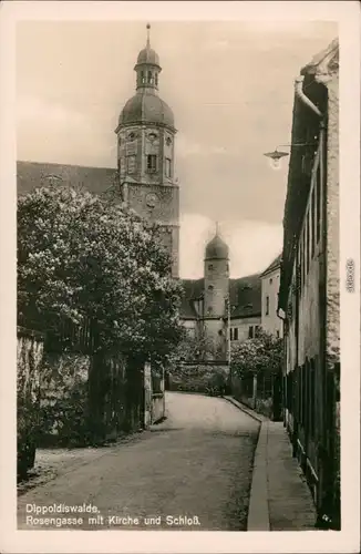Ansichtskarte Dippoldiswalde Rosengasse mit Schloß 1939 