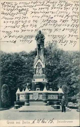 Ansichtskarte Tiergarten-Berlin Partie am Rolandbrunnen - Kemperplatz 1906 