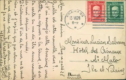 Postcard Prag Praha Hradcanske Panorama 1928 