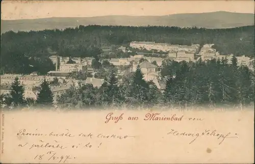 Postcard Marienbad Mariánské Lázně Blick auf die Stadt 1897 