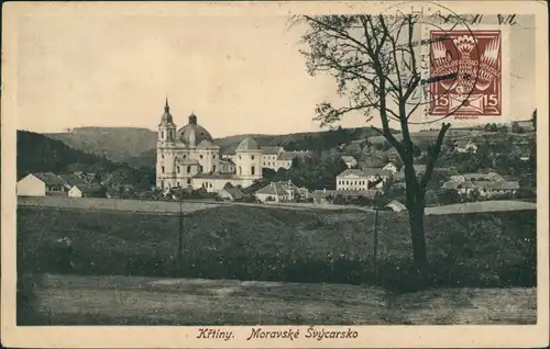 Postcard Kiritein Křtiny Blick auf die Stadt Blansko Bezirk Blanz Blansko 1923