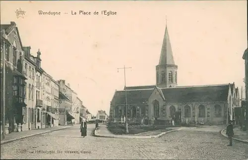 Postkaart Wenduyne Le Place de l'Eglise 1912 