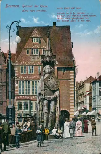 Ansichtskarte Bremen Markttrieben am Roland 1913 