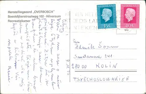 Postkaart Hilversum Herstellingsoord OVERBOSCH Recreatiekamer 1976 