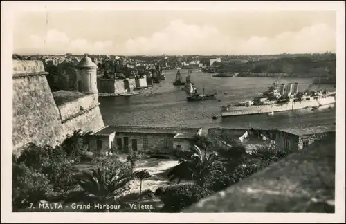 Postcard Valletta Grand Harbour 1939 