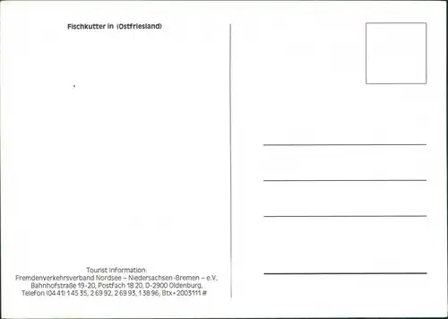 Ansichtskarte .Niedersachsen Fischkutter in Ostfriesland 1990
