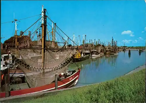 Ansichtskarte Greetsiel-Krummhörn Fischerboote im Hafen 1990