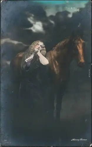 Ansichtskarte  Erorika - Frau Pferd coloriert, Henny Porten 1917 