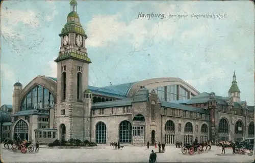 Ansichtskarte Hamburg Der neue Centralbahnhof 1906 
