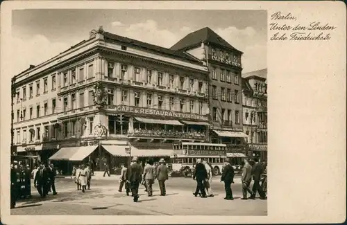 Ansichtskarte Mitte-Berlin Cafe Restaurant Viktoria - Unter den Linden 1932 