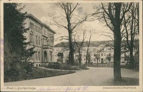 Ansichtskarte Bad Lippspringe Inhalatorium u. Kurhaus 1927 