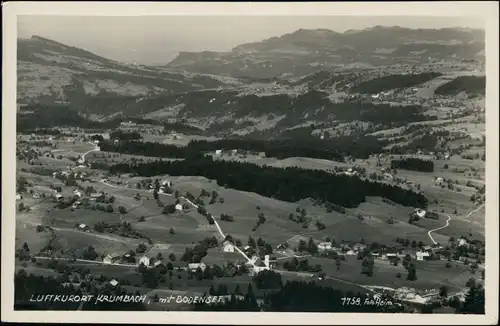 Ansichtskarte Krumbach Blick auf Ort mit Bodensee im Hintergrund 1934