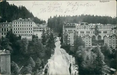Ansichtskarte Bad Gastein Ansicht mit Wasserfall 1928 