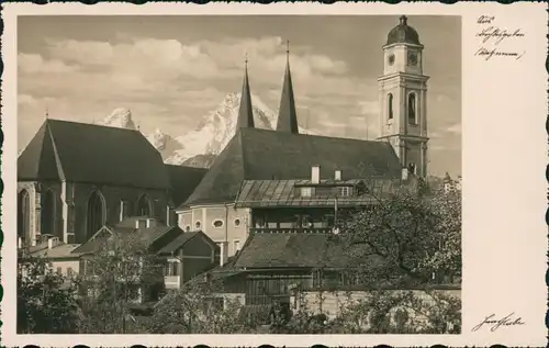 Ansichtskarte Berchtesgaden St. Andreas-Kirche mit Watzmann 1932