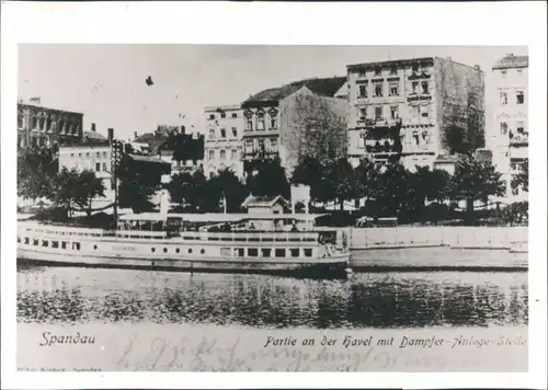 Spandau-Berlin Partie an der Havel mit Dampfer-Anlegestelle 1900 REPRO