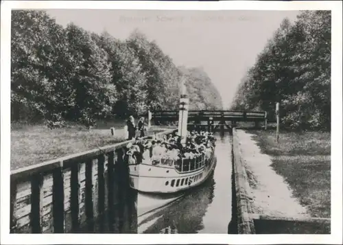 Ansichtskarte  volles Fahrgastschiff in Schleuse 1900 REPRO
