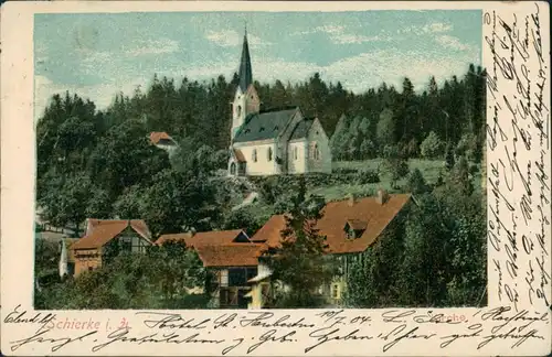 Ansichtskarte Schierke Blick auf Stadt und Kirche 1904 