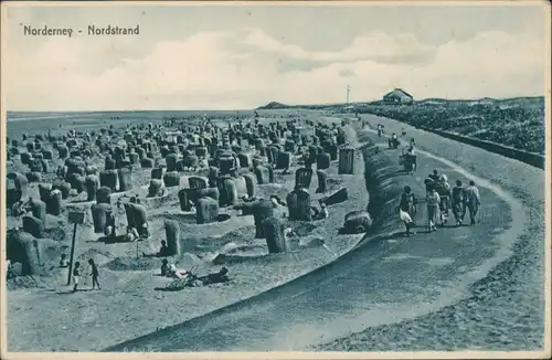 Ansichtskarte Norderney Deich und Strandpartie 1928 