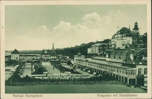 Ansichtskarte Heringsdorf Usedom Kurgarten mit Strandkasino 1924 