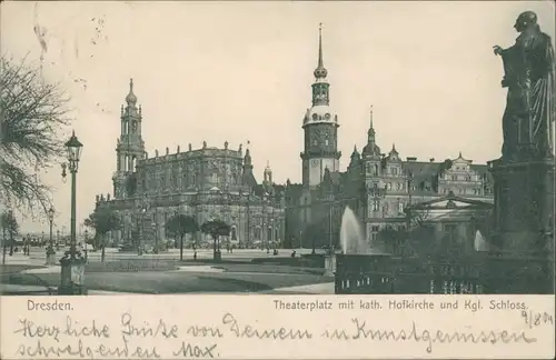 Ansichtskarte Innere Altstadt-Dresden Partie am Theaterplatz 1904 