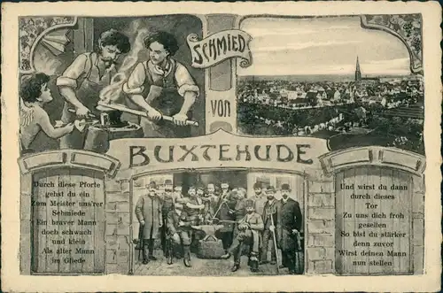 Ansichtskarte Buxtehude Mehrbild - der Schmied 1936 