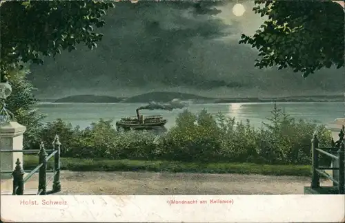 Ansichtskarte Eutin Mondnacht am Kellersee 1908 