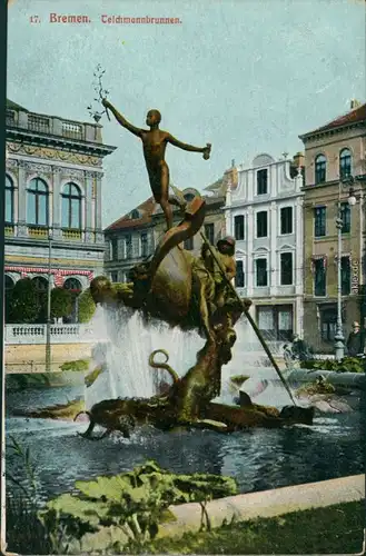 Ansichtskarte Bremen Straßenpartie - Teichmannbrunnen 1914 