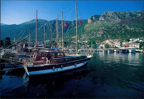 Postcard Kaş (Türkei) Hafen mit Booten Yachten 2004
