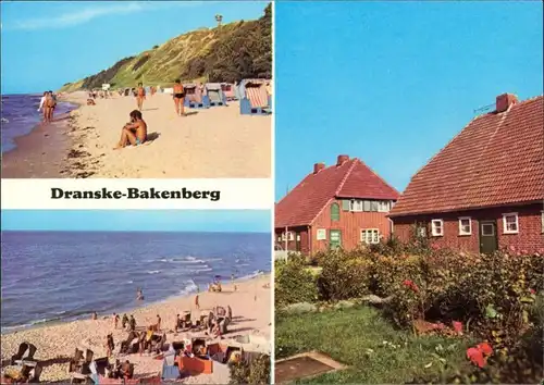 Ansichtskarte Dranske Strandansichten mit Badegästen und Ferienhäuser 1979