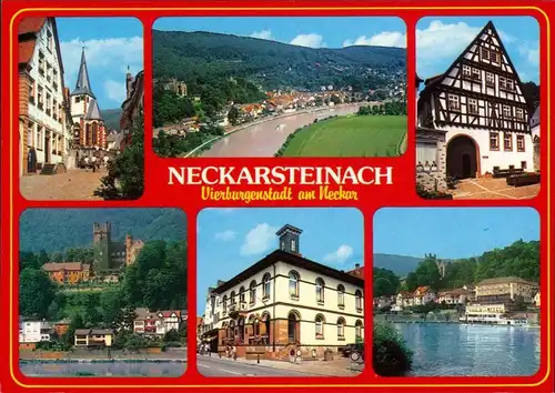 Neckarsteinach Kirche, Panorama, Burg, Fachwerkhaus, Rathaus 1994