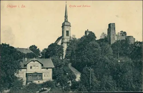 Stolpen Villa, Weg zur Kirche und Burg Ansichtskarte b Sebnitz 1905 sw