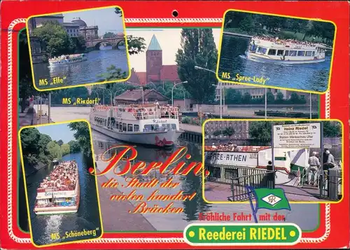 Ansichtskarte Berlin Fahrgastschiffe der Reederei Heinz Riedel 1990