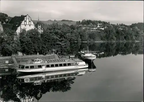 Ansichtskarte Saalburg-Ebersdorf (Saale) Schiffahrt am HO-Hotel Kranich 1980
