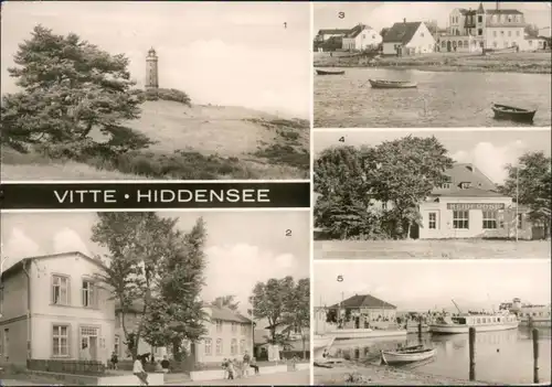 Vitte-Hiddensee Hiddensjö, Hiddensöe Hafen, Strand-Hotel, Leuchtturm 1975